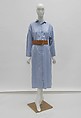 Dress, (a, b) Perry Ellis (American, founded 1978), cotton, leather, mother-of-pearl, metal, American